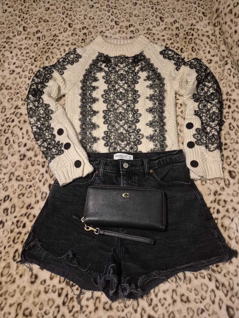 Zara Chunky Knit Lace Sweater